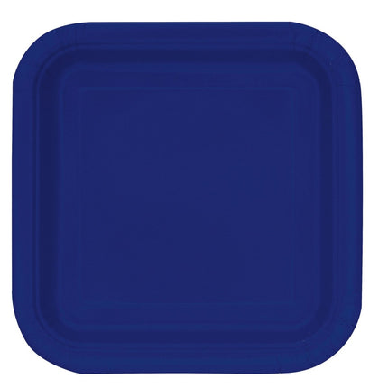 Blauwe Borden Vierkant 23cm 14st van Unique koop je bij Partywinkel
