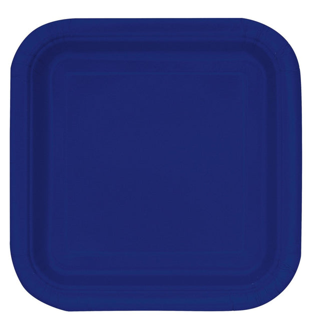 Blauwe Borden Vierkant 23cm 14st van Unique koop je bij Partywinkel