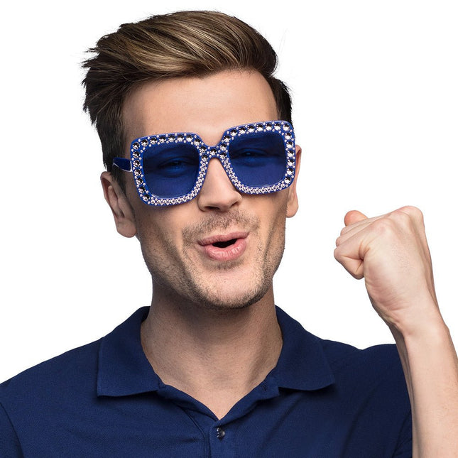 Blauwe Bril Glitters van Boland koop je bij Partywinkel