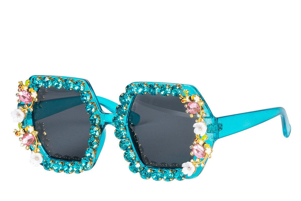 Blauwe Bril Strass Bloemetjes van Wilbers & Wilbers koop je bij Partywinkel