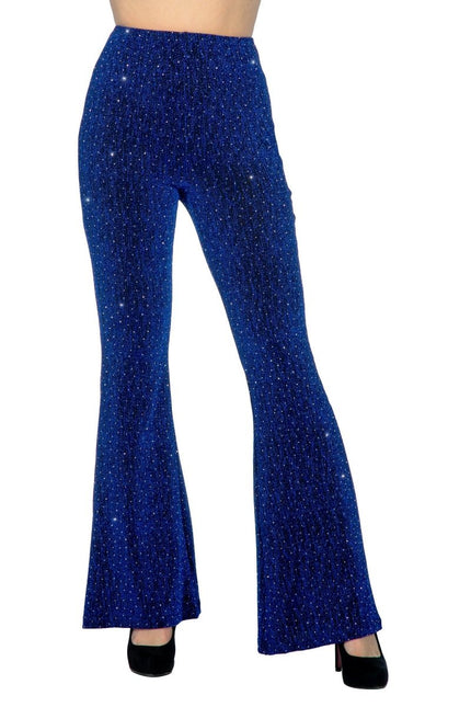 Blauwe Broek Dames Flared Glitter van Wilbers & Wilbers koop je bij Partywinkel