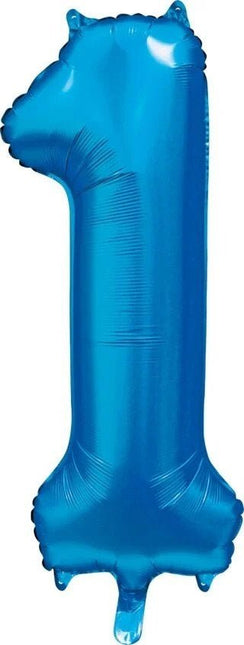 Blauwe Cijfer Ballon 1 Jaar Glans 86cm van WeFiesta koop je bij Partywinkel
