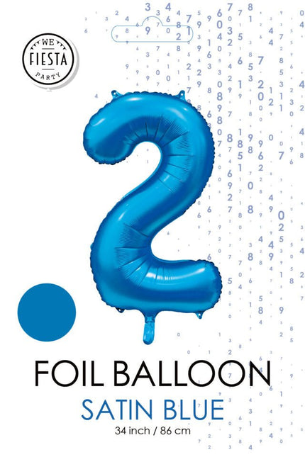 Blauwe Cijfer Ballon 2 Jaar Glans 86cm van WeFiesta koop je bij Partywinkel