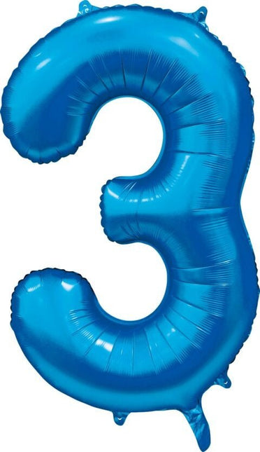 Blauwe Cijfer Ballon 3 Jaar Glans 86cm van WeFiesta koop je bij Partywinkel