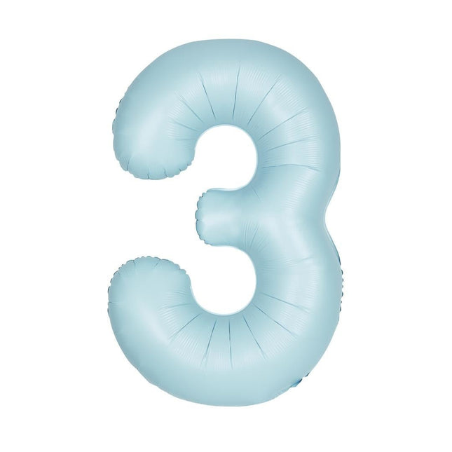 Blauwe Cijfer Ballon 3 Jaar Matte 86cm van Unique koop je bij Partywinkel
