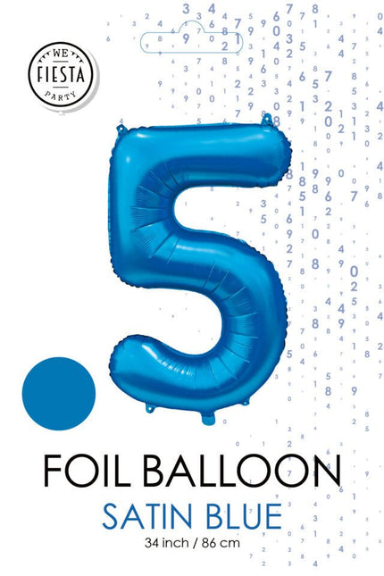 Blauwe Cijfer Ballon 5 Jaar Glans 86cm van WeFiesta koop je bij Partywinkel