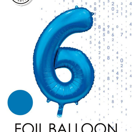 Blauwe Cijfer Ballon 6 Jaar Glans 86cm van WeFiesta koop je bij Partywinkel