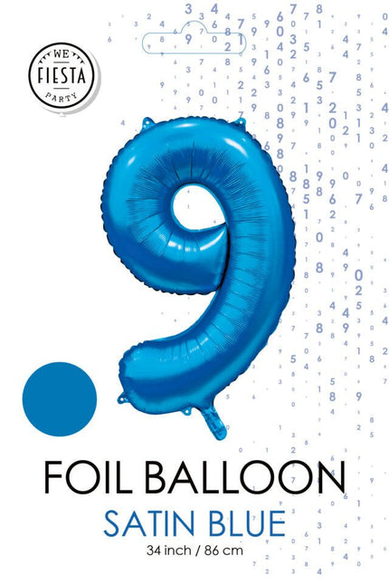 Blauwe Cijfer Ballon 9 Jaar Glans 86cm van WeFiesta koop je bij Partywinkel