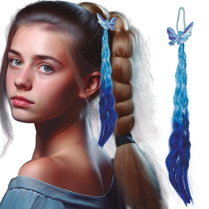 Blauwe Hair Extension Vlinder 35cm van Fiestas Guirca koop je bij Partywinkel