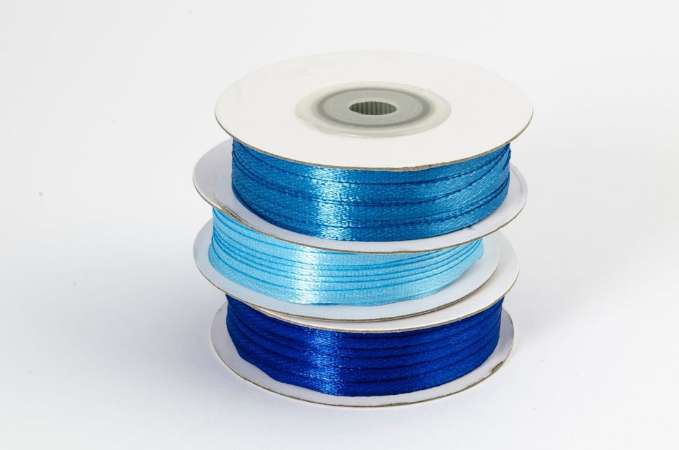Blauwe Lint 3Mm Glans 50m van Partydeco koop je bij Partywinkel