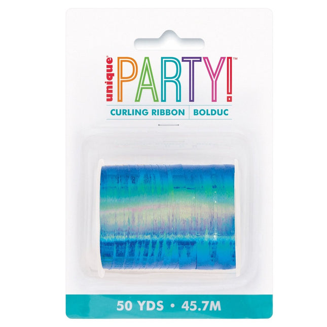 Blauwe Lint Holografisch 45,7m van Unique koop je bij Partywinkel