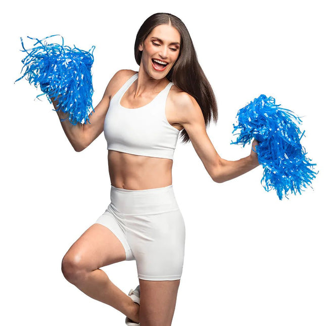 Blauwe Pompom 34cm van Boland koop je bij Partywinkel