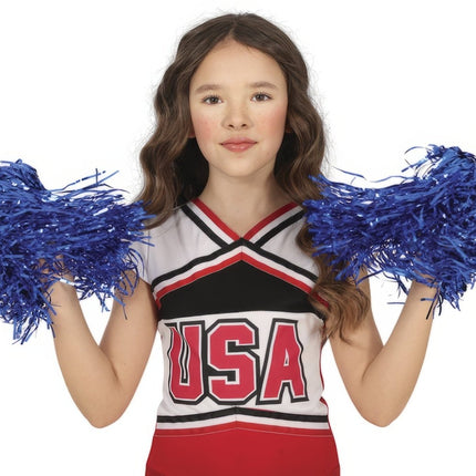 Blauwe Pompoms 2st van Fiestas Guirca koop je bij Partywinkel