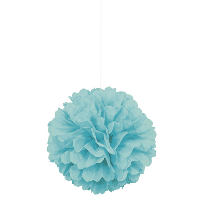 Blauwe Pompons 3st van Unique koop je bij Partywinkel