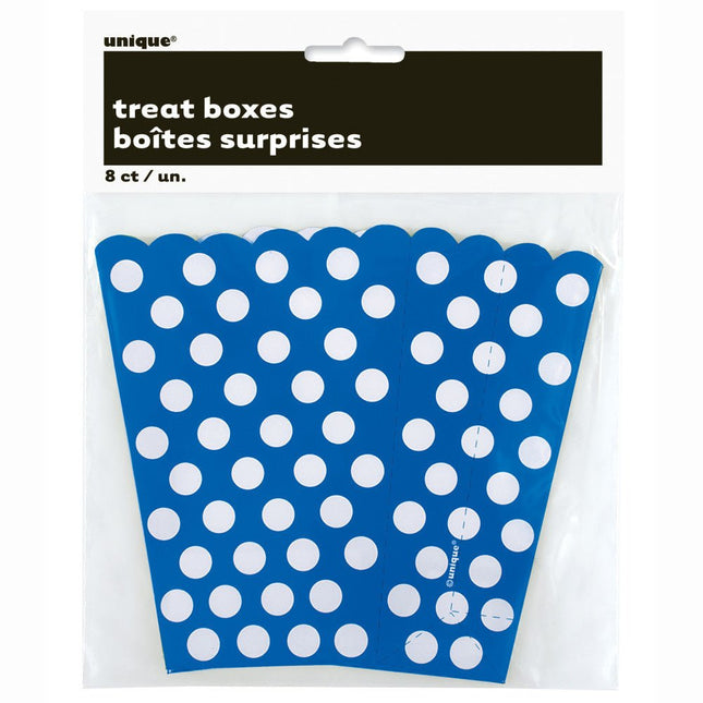 Blauwe Popcorn Bakjes Witte Stippen 13,7cm van Unique koop je bij Partywinkel