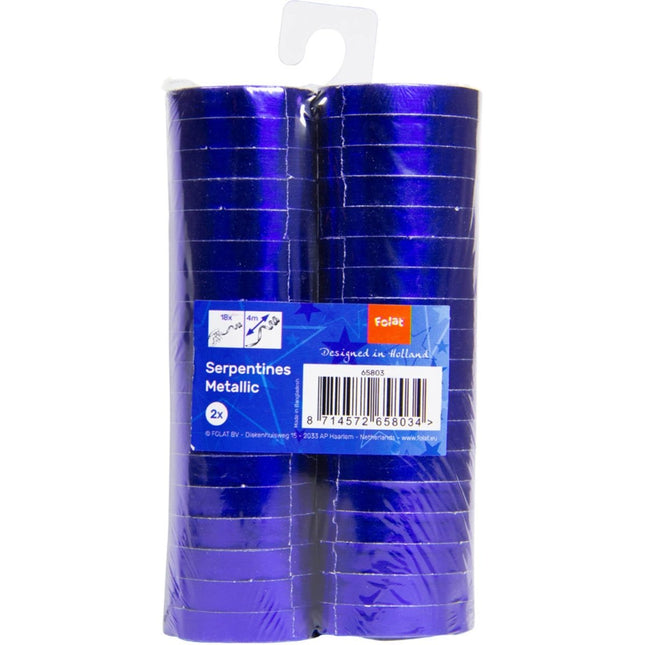 Blauwe Serpentines Metallic 4m 18 ringen 2st van Folat koop je bij Partywinkel