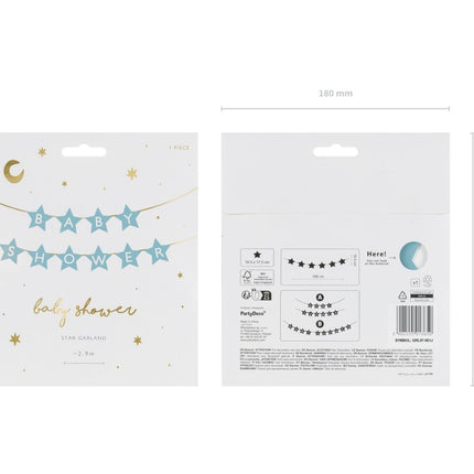 Blauwe Slinger Baby Shower Sterren 3m van Partydeco koop je bij Partywinkel