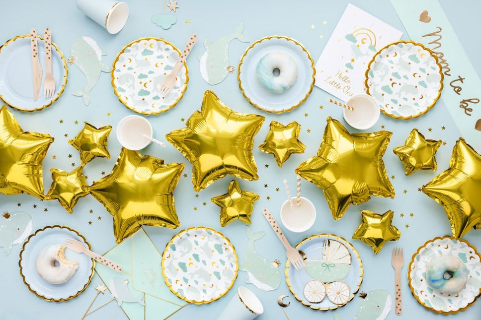 Blauwe Uitnodigingen Hello Little One 14x20cm 11st van Partydeco koop je bij Partywinkel