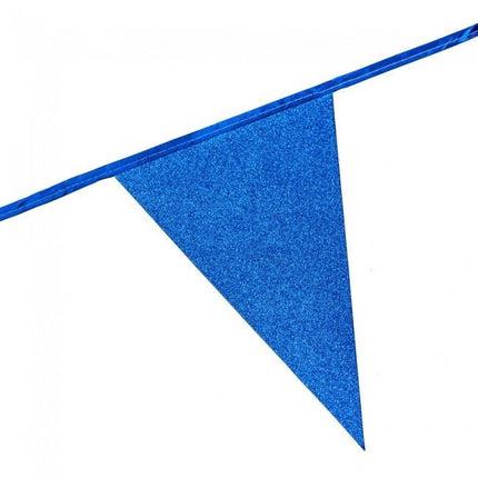 Blauwe Vlaggenlijn Glitter 6m van WeFiesta koop je bij Partywinkel