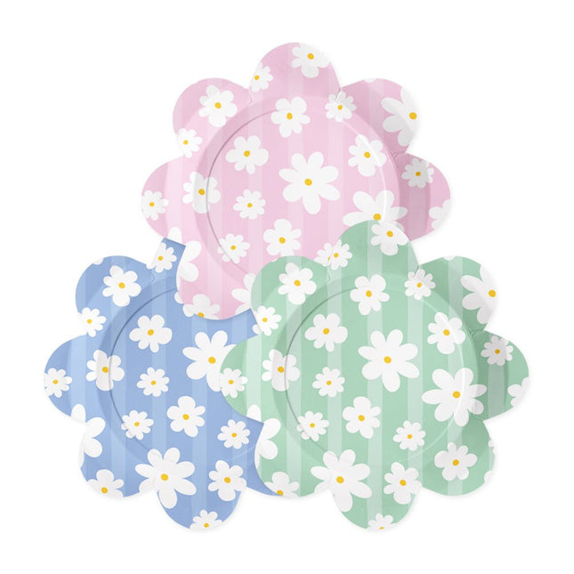 Bloemen Borden Madeliefjes 23cm 8st van WeFiesta koop je bij Partywinkel