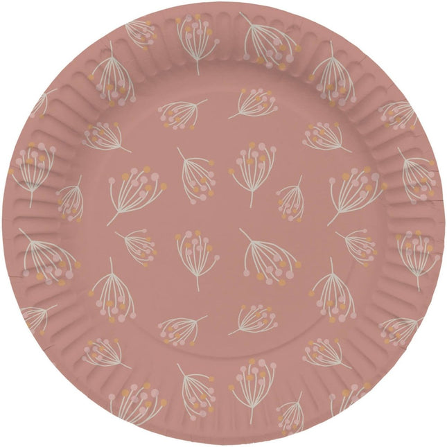 Bloemen Borden Roze 23cm 8st van Folat koop je bij Partywinkel