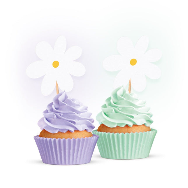 Bloemen Cocktailprikkers Madeliefjes 12st van WeFiesta koop je bij Partywinkel