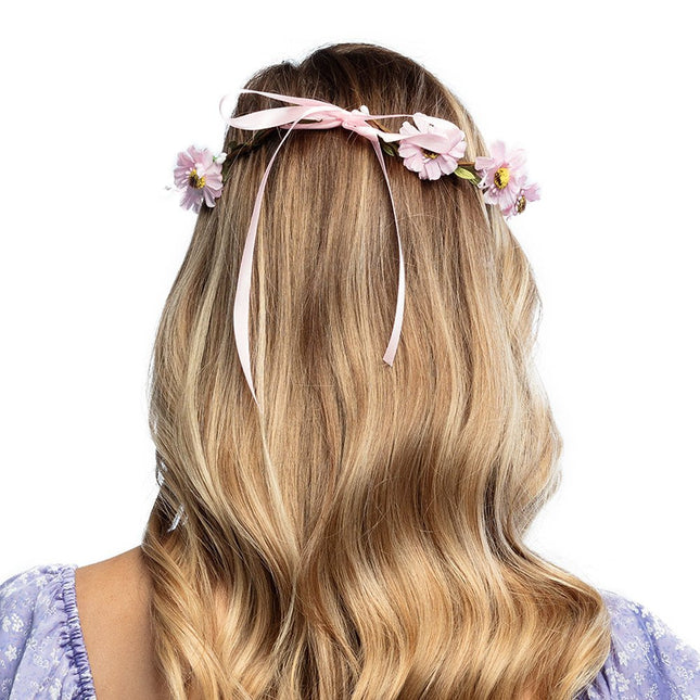 Bloemen Haarband Roze Deluxe van Boland koop je bij Partywinkel