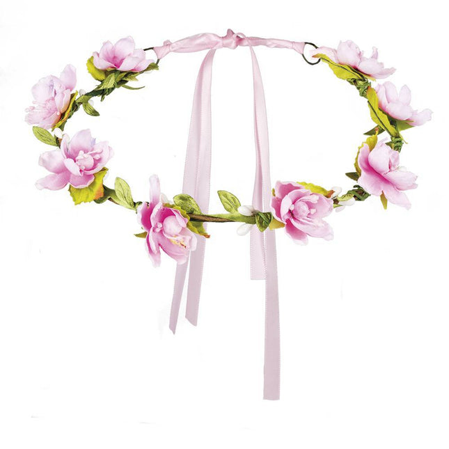 Bloemen Haarband Roze Deluxe van Boland koop je bij Partywinkel