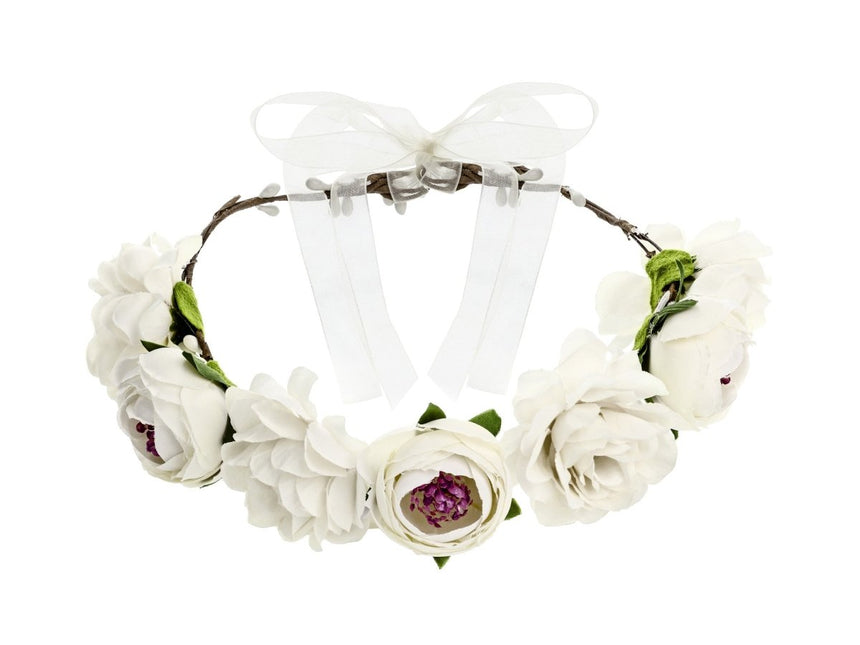Bloemen Haarband Wit van Partydeco koop je bij Partywinkel