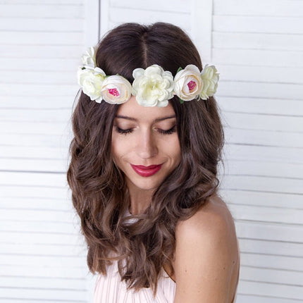 Bloemen Haarband Wit van Partydeco koop je bij Partywinkel