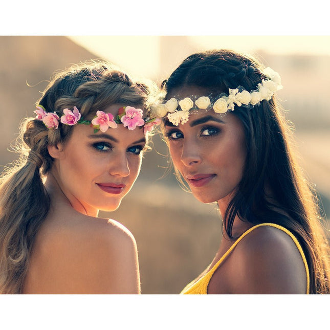 Bloemen Haarband Wit Deluxe van Boland koop je bij Partywinkel