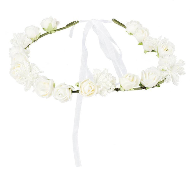 Bloemen Haarband Wit Deluxe van Boland koop je bij Partywinkel