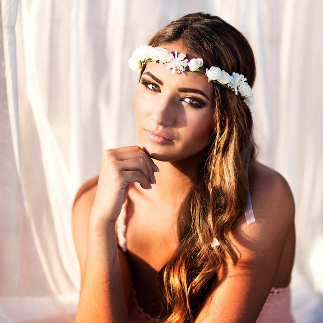 Bloemen Haarband Wit Deluxe van Boland koop je bij Partywinkel