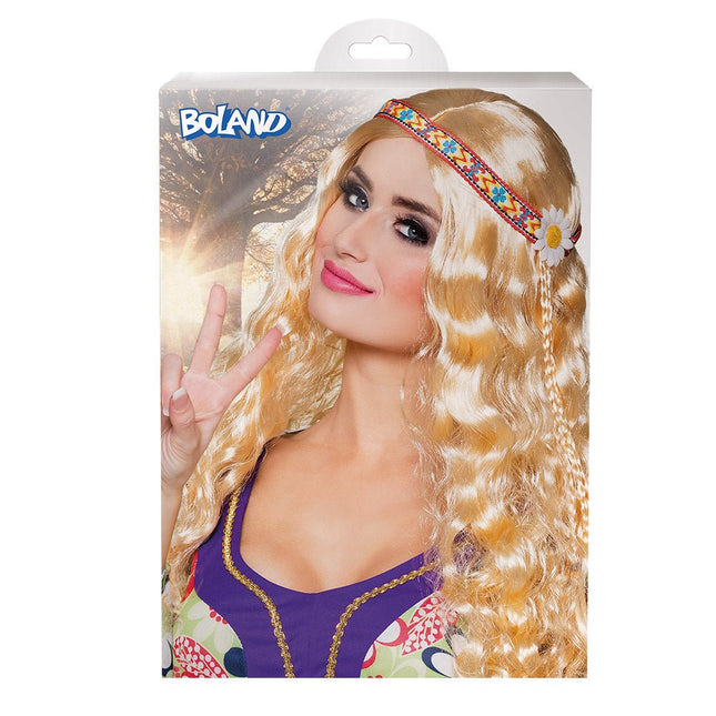 Blonde Hippie Pruik Met Hoofdband van Boland koop je bij Partywinkel