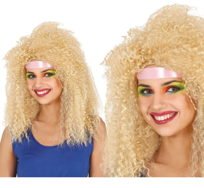 Blonde Pruik Krullen van Fiestas Guirca koop je bij Partywinkel