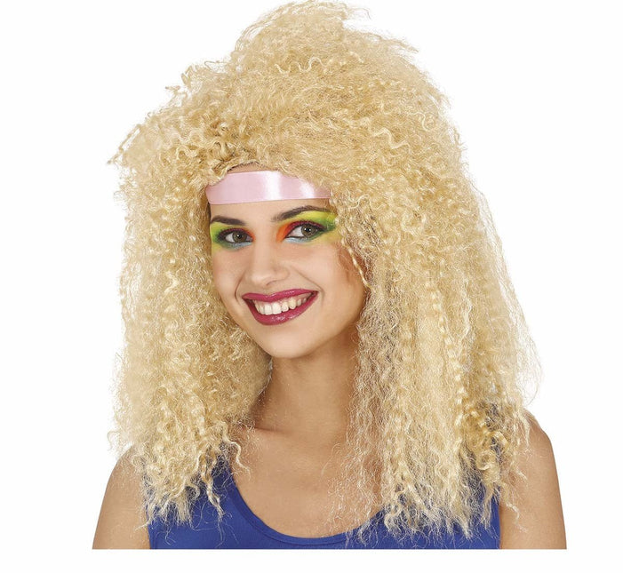 Blonde Pruik Krullen van Fiestas Guirca koop je bij Partywinkel