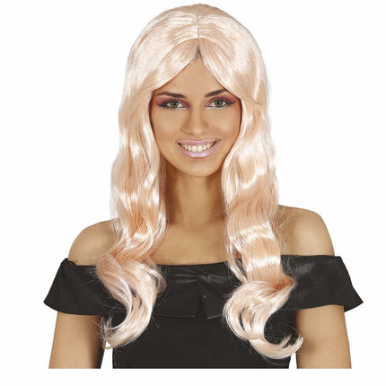 Blonde Pruik Lang Haar Golvend van Fiestas Guirca koop je bij Partywinkel