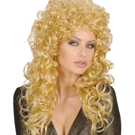 Blonde Pruik Lang Haar Krullen van Widmann koop je bij Partywinkel