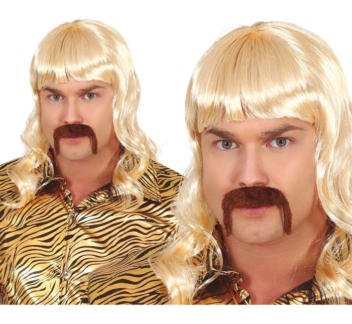 Blonde Pruik Met Snor van Fiestas Guirca koop je bij Partywinkel