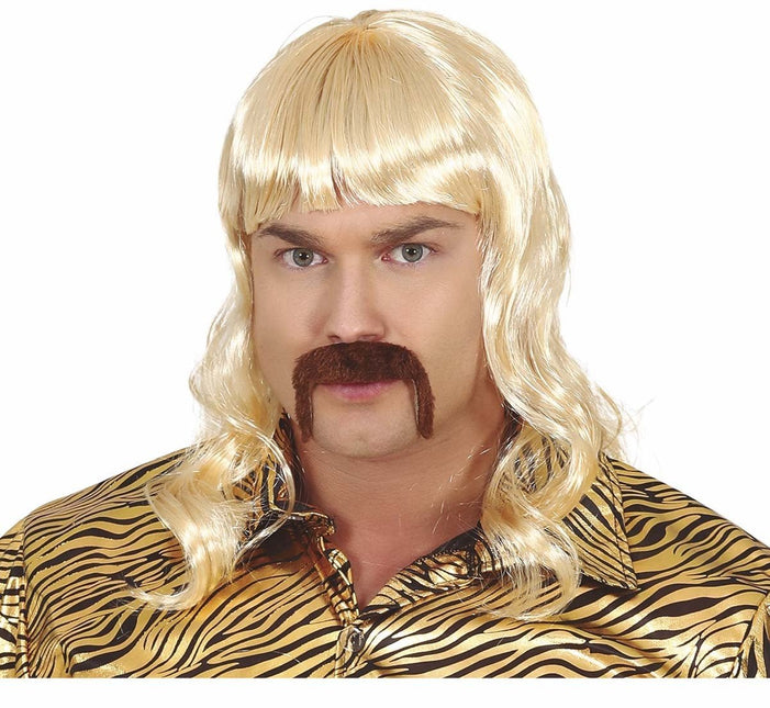 Blonde Pruik Met Snor van Fiestas Guirca koop je bij Partywinkel