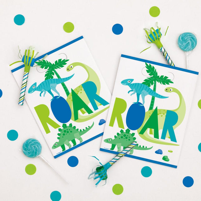 Blue & Green Dinosaur Uitdeelzakjes 8st van Unique koop je bij Partywinkel