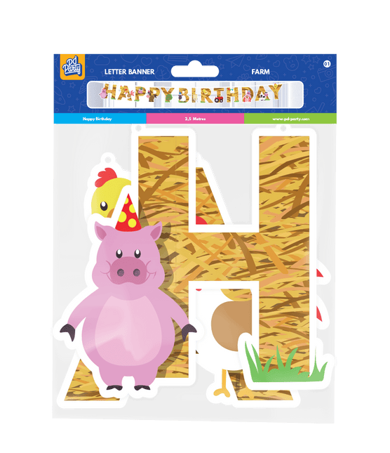 Boerderij Letterslinger Happy Birthday 2,5m van Paper Dreams koop je bij Partywinkel