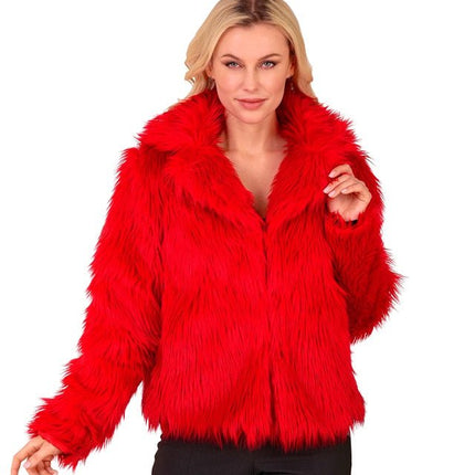Bontjas Dames Pluche Rood van Widmann koop je bij Partywinkel