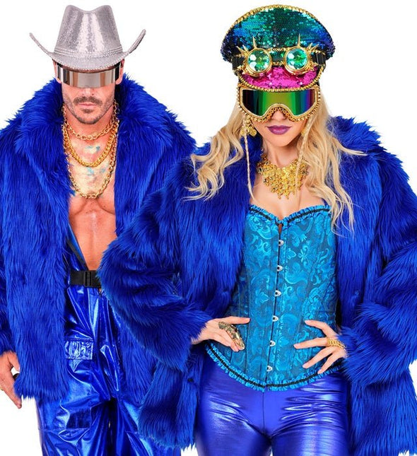 Bontjas Pluche Blauw van Widmann koop je bij Partywinkel