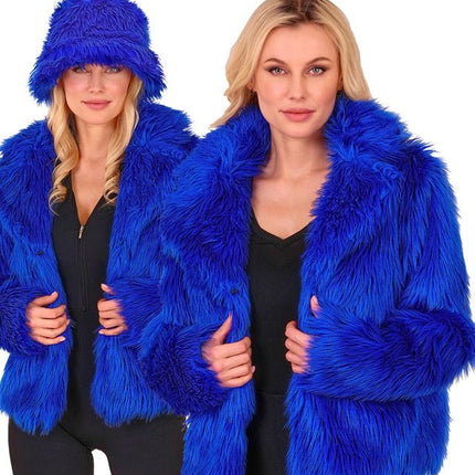 Bontjas Pluche Blauw Dames van Widmann koop je bij Partywinkel