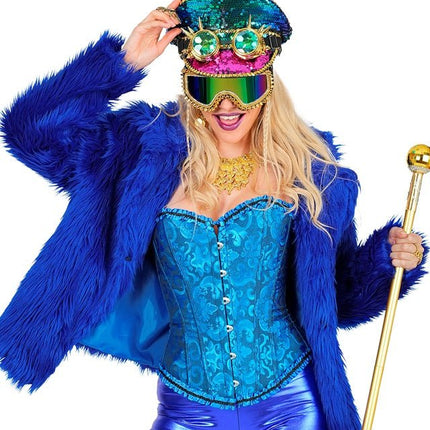 Bontjas Pluche Blauw Dames van Widmann koop je bij Partywinkel