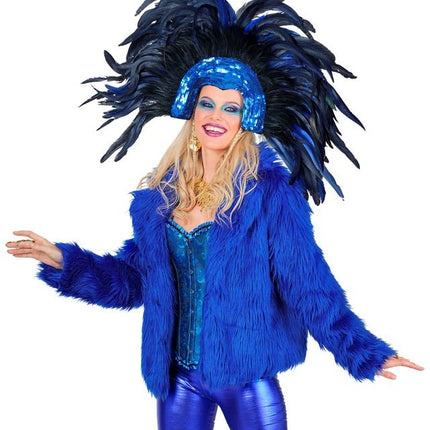 Bontjas Pluche Blauw Dames van Widmann koop je bij Partywinkel