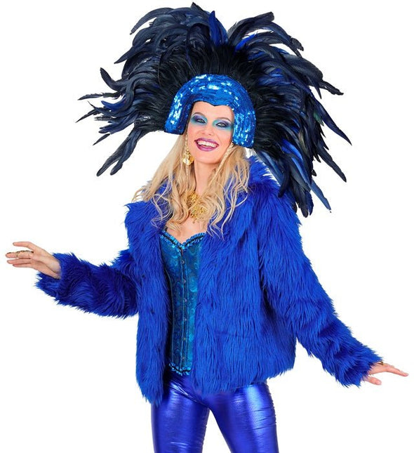 Bontjas Pluche Blauw Dames van Widmann koop je bij Partywinkel