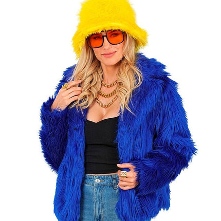 Bontjas Pluche Blauw Dames van Widmann koop je bij Partywinkel