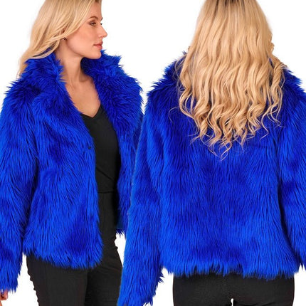 Bontjas Pluche Blauw Dames van Widmann koop je bij Partywinkel